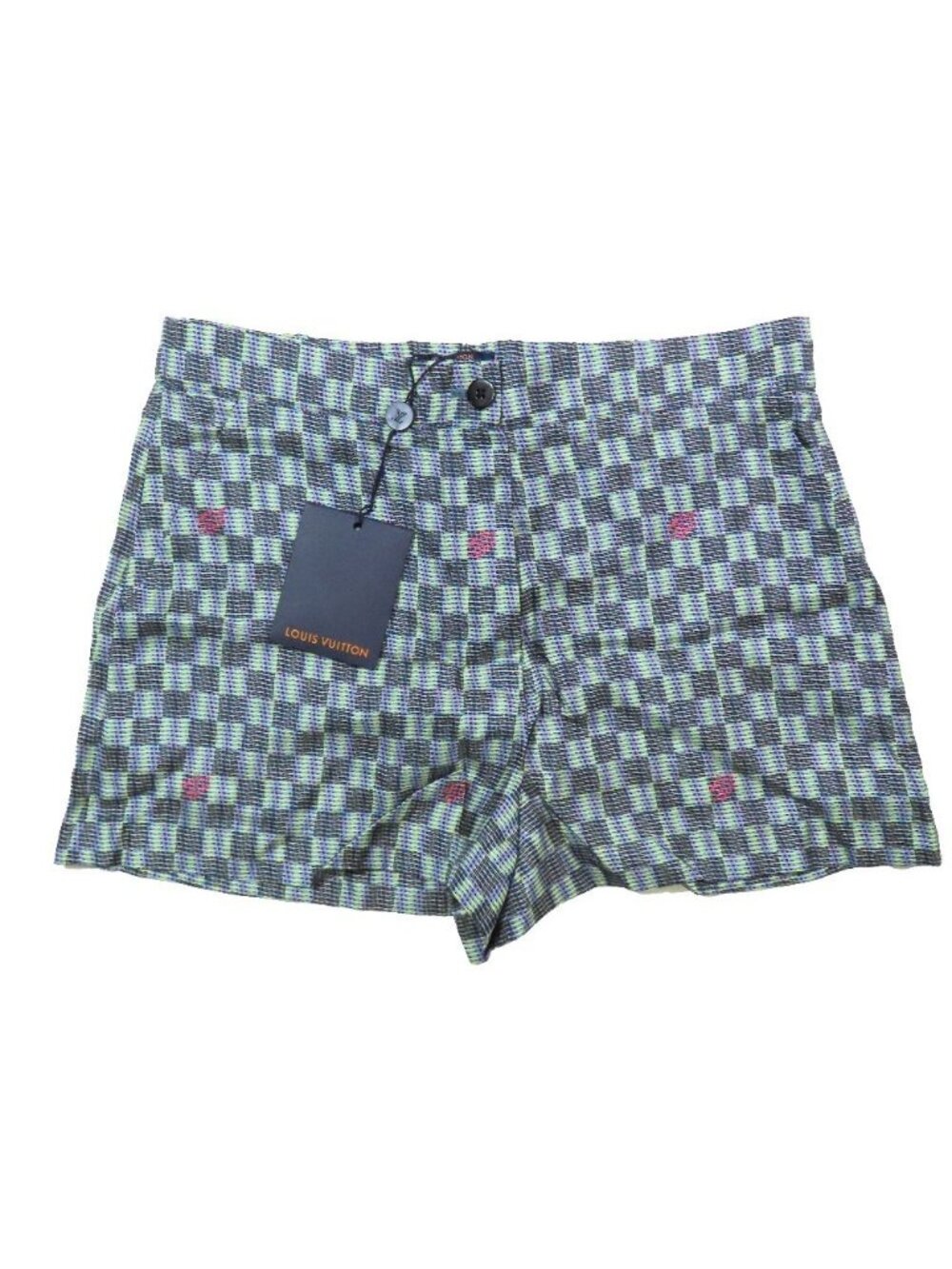 Louis Vuitton Silk 100% Damier All Over Print Easy Shorts Elastic Waist 38